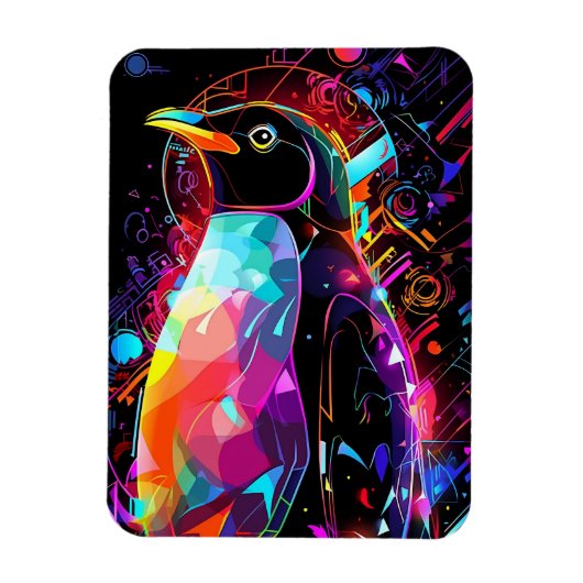 Abstracte pinguïn met felle kleuren magneet (Verticaal)