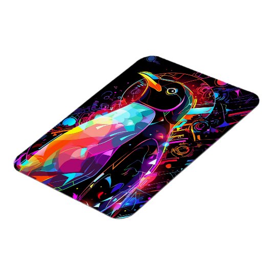 Abstracte pinguïn met felle kleuren magneet (Linkerzijde)