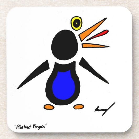 Abstracte pinguïn-Onderzetters - set van 6 Bier Onderzetter (Voorkant)