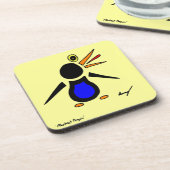 Abstracte pinguïn-Onderzetters - set van 6 - geel Onderzetter (Linkerzijde)