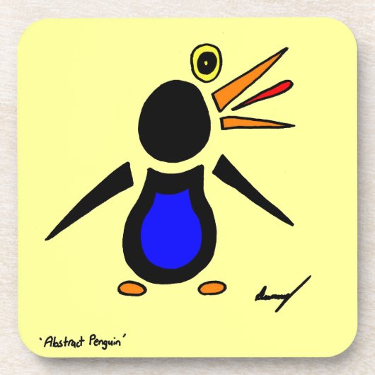 Abstracte pinguïn-Onderzetters - set van 6 - geel Onderzetter (Voorkant)