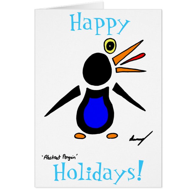 Abstracte pinguïn 'Prettige feestdagen'! Kaart (Voorkant)