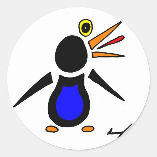 Abstracte pinguïnstickers - set van 20 ronde sticker (Voorkant)