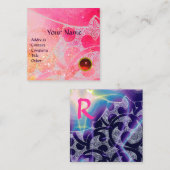 ABSTRACTE PINK BLUE PAARSE WAVES RODE RUBY MONOGRA VIERKANTE VISITEKAARTJE (Voorkant / Achterkant)