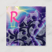 ABSTRACTE PINK BLUE PAARSE WAVES RODE RUBY MONOGRA VIERKANTE VISITEKAARTJE (Achterkant)