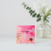 ABSTRACTE PINK BLUE PAARSE WAVES RODE RUBY MONOGRA VIERKANTE VISITEKAARTJE (Staand voorkant)