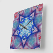 ABSTRACTE PINK BLUE STAR VIERKANTE KLOK (Hoek)