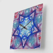 ABSTRACTE PINK BLUE STAR VIERKANTE KLOK (Hoek)