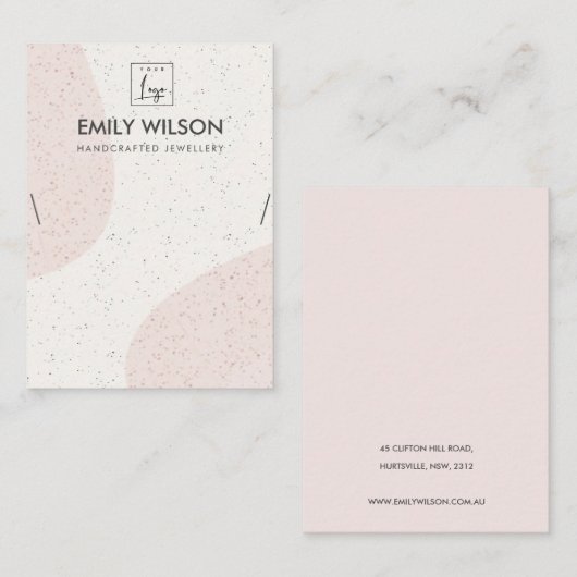 ABSTRACTE PINK CERAMIC WAVE KETTING DISPLAY LOGO VISITEKAARTJE (Voorkant / Achterkant)