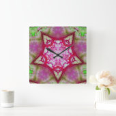 ABSTRACTE PINK FUCHSIA STAR VIERKANTE KLOK (Huis)
