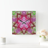 ABSTRACTE PINK FUCHSIA STAR VIERKANTE KLOK (Huis)