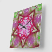 ABSTRACTE PINK FUCHSIA STAR VIERKANTE KLOK (Hoek)