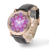 ABSTRACTE PINK PAARSE FUCHSIA STAR HORLOGE (Hoek)