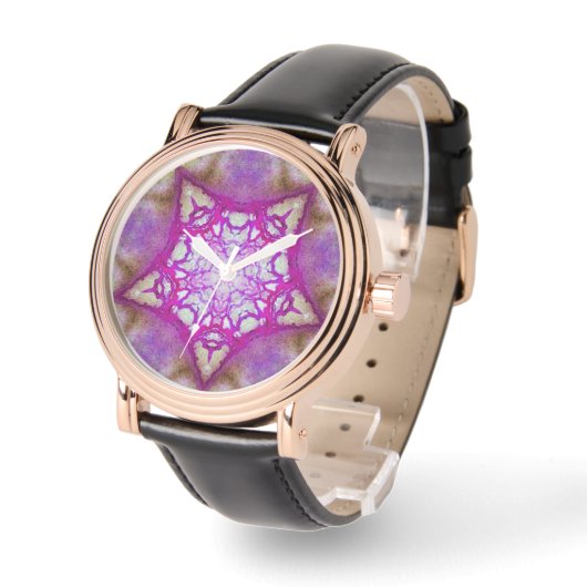 ABSTRACTE PINK PAARSE FUCHSIA STAR HORLOGE (Hoek)