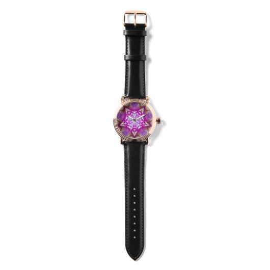 ABSTRACTE PINK PAARSE FUCHSIA STAR HORLOGE (Bandje)