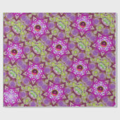 ABSTRACTE PINK PAARSE FUCHSIA STARS MET PARELTJES CADEAUPAPIER (Vlak)