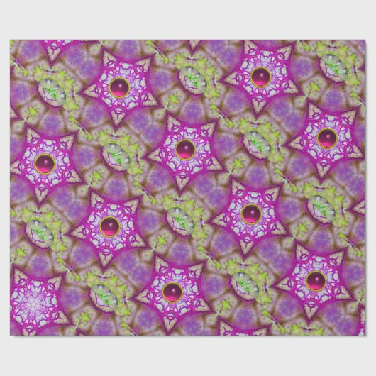 ABSTRACTE PINK PAARSE FUCHSIA STARS MET PARELTJES CADEAUPAPIER (Vlak)