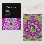 ABSTRACTE PINK PAARSE STAR, GROENE GEMSTONMONOGRAM VISITEKAARTJE (Voorkant / Achterkant)