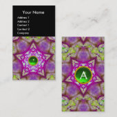 ABSTRACTE PINK PAARSE STAR, GROENE GEMSTONMONOGRAM VISITEKAARTJE (Voorkant / Achterkant)