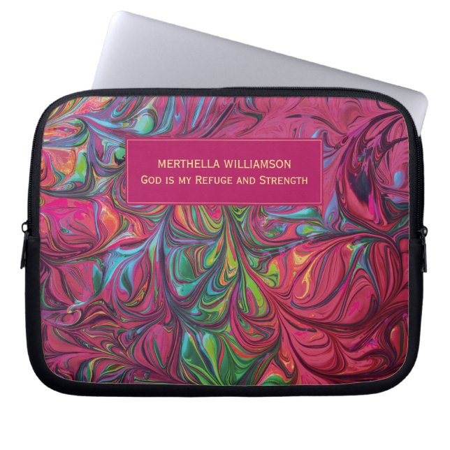 Abstracte PINK Persoonlijke Christelijke scripts Laptop Sleeve (Voorkant)