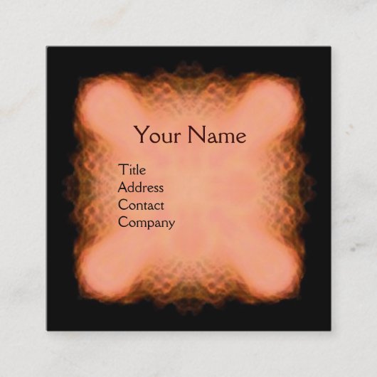 ABSTRACTE PINK RED BROWN SQUARE MONOGRAM VIERKANTE VISITEKAARTJE (Voorkant)