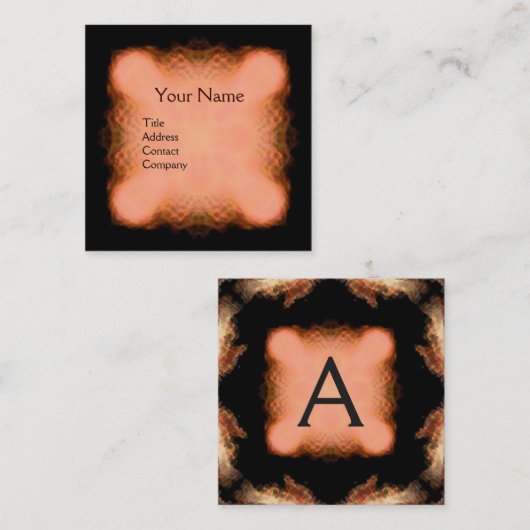 ABSTRACTE PINK RED BROWN SQUARE MONOGRAM VIERKANTE VISITEKAARTJE (Voorkant / Achterkant)