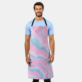 Abstracte PINKBLAUW EN WITTE KUNST Schort (Gedragen)