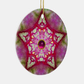 ABSTRACTE PINKBLAUWE STAR MET FUCHSIA GEM STONE KERAMISCH ORNAMENT (Rechts)
