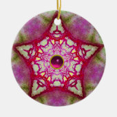 ABSTRACTE PINKBLAUWE STAR MET FUCHSIA GEM STONE KERAMISCH ORNAMENT (Voorkant)