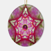 ABSTRACTE PINKBLAUWE STAR MET FUCHSIA GEM STONE KERAMISCH ORNAMENT (Links)