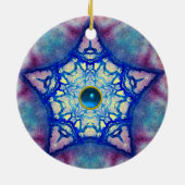 ABSTRACTE PINKBLAUWE STAR MET FUCHSIA GEM STONE KERAMISCH ORNAMENT (Achterkant)
