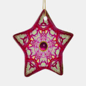 ABSTRACTE PINKBLAUWE STAR MET FUCHSIA GEM STONE KERAMISCH ORNAMENT (Rechts)