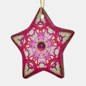ABSTRACTE PINKBLAUWE STAR MET FUCHSIA GEM STONE KERAMISCH ORNAMENT (Links)
