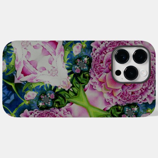 Abstracte pioen waterverf schilderij boho retro Case-Mate iPhone case (Achterkant (horizontaal))