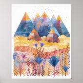Abstracte Piramides Kleurrijke Woestijnmuurkunst Poster (Voorkant)