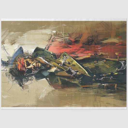 Abstracte Pirate Waterverf Schilderen Decoupage Tissuepapier (Voorkant)