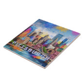 Abstracte Pittsburgh Skyline Art Modern Cityscape Tegeltje (Zijkant)