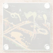 Abstracte Pittsburgh Skyline Schilderij Glazen Onderzetter (Achterkant)