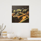 Abstracte Pittsburgh Skyline Schilderij Poster (Keuken)