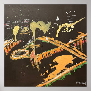 Abstracte Pittsburgh Skyline Schilderij Poster