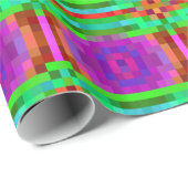 Abstracte Pixel Kunstkleurige Mozaïek Cadeaupapier (Rol Hoek)