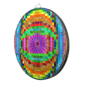 Abstracte Pixel Kunstkleurige Mozaïek Dartbord (Voorkant Rechts)