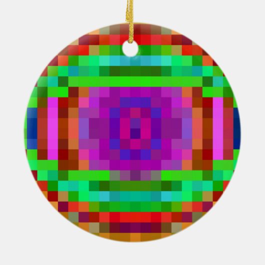 Abstracte Pixel Kunstkleurige Mozaïek Keramisch Ornament (Achterkant)