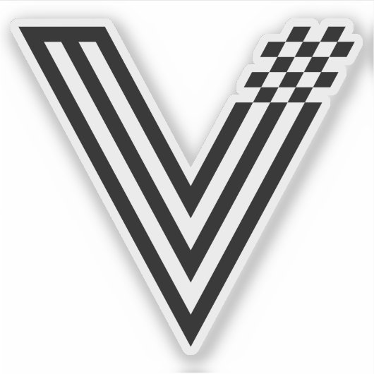 Abstracte Pixel tech V Letter Monogram Sticker (Voorkant)