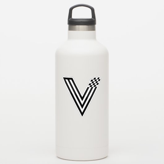 Abstracte Pixel tech V Letter Monogram Sticker (Waterfles)