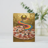 Abstracte Pizza Rainbow Gold Sci-fi Briefkaart (Staand voorkant)