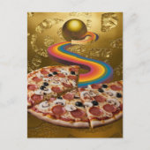 Abstracte Pizza Rainbow Gold Sci-fi Briefkaart (Voorkant)
