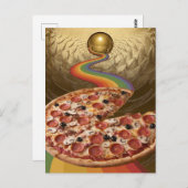 Abstracte Pizza Rainbow Gold Sci-fi Briefkaart (Voorkant / Achterkant)
