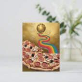 Abstracte Pizza Rainbow Gold Spirals Sci-fi Briefkaart (Staand voorkant)