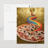 Abstracte pizza regenboog leidt van de aarde naar  briefkaart (Voorkant / Achterkant)